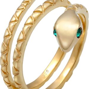Elli Pierścień Damski Wąż Pierścieniowy Z Kryształami W 925 Sterling Silver 56mm