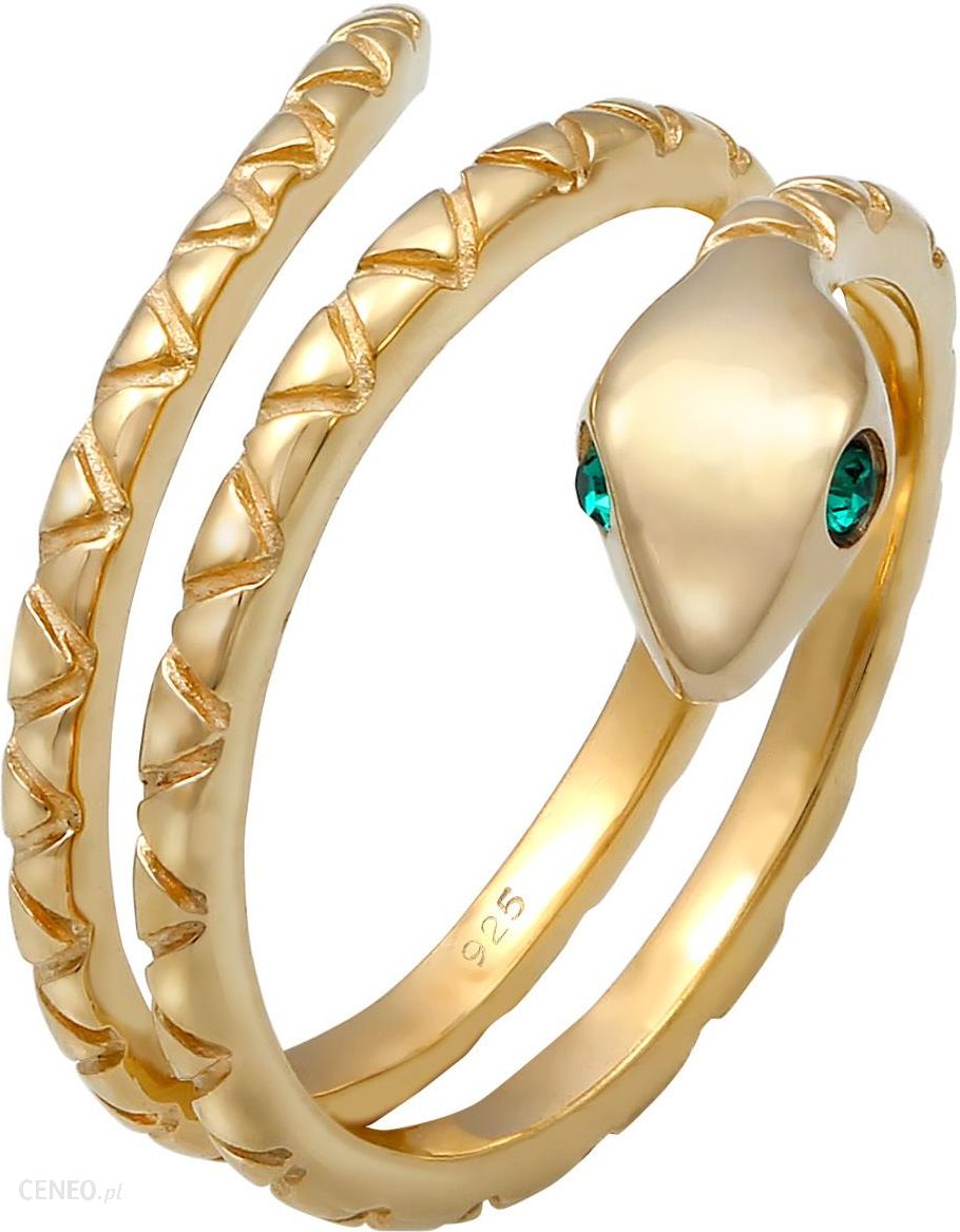 Elli Pierścień Damski Wąż Pierścieniowy Z Kryształami W 925 Sterling Silver 56mm